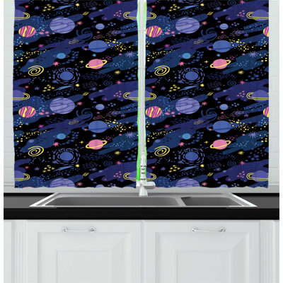 Dark Blue/Pink Kitchen Curtain