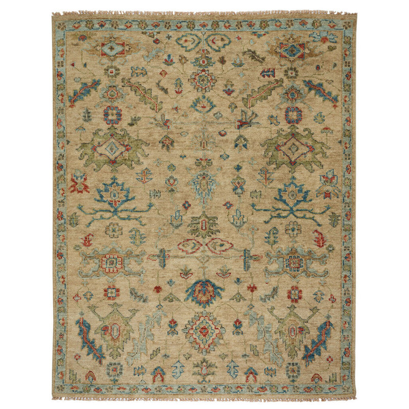 Charleigh-Isfahan Wool Oriental Area Rug in Ivory, Rectangle 3' x 5'