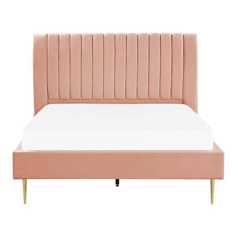 Caroline Upholstered Bed, Peach, Double (4'6)