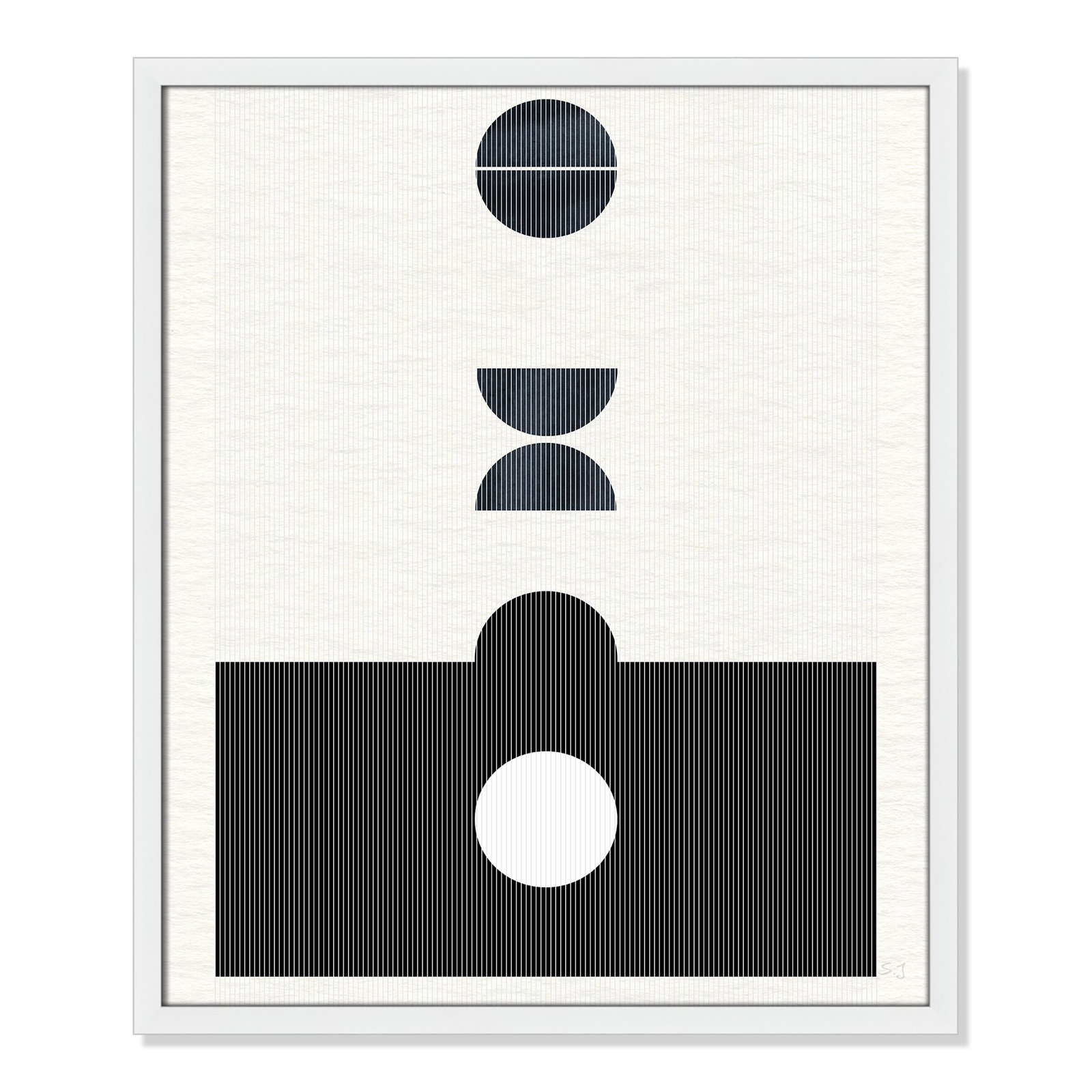 Eclipse I by Susan Jill, 25.5" H x 21.5" W x 0.75" D, Satin White Framed