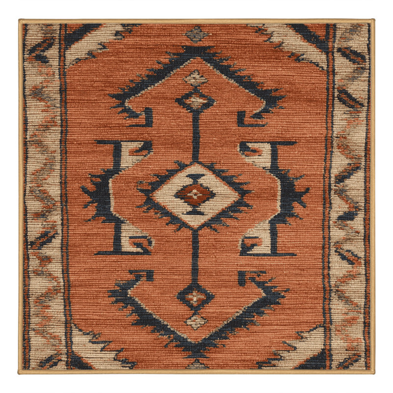 Machine Washable Persian Brown Area Rug, Square 7'