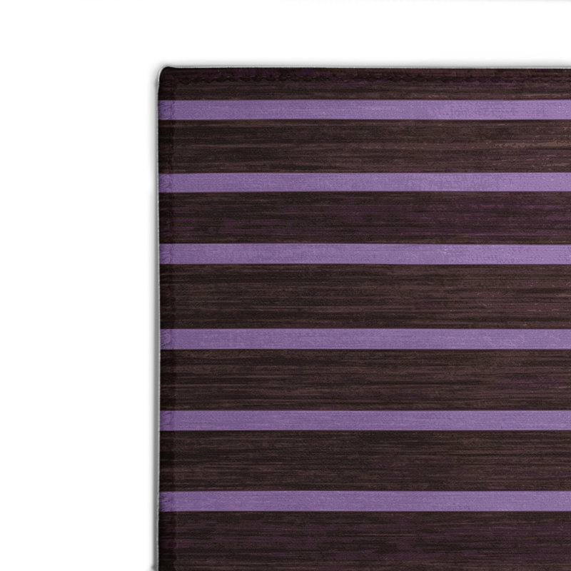 Tapis intérieur / extérieur noir HorizontalStripes, Rectangulaire 8 pi x 10 pi