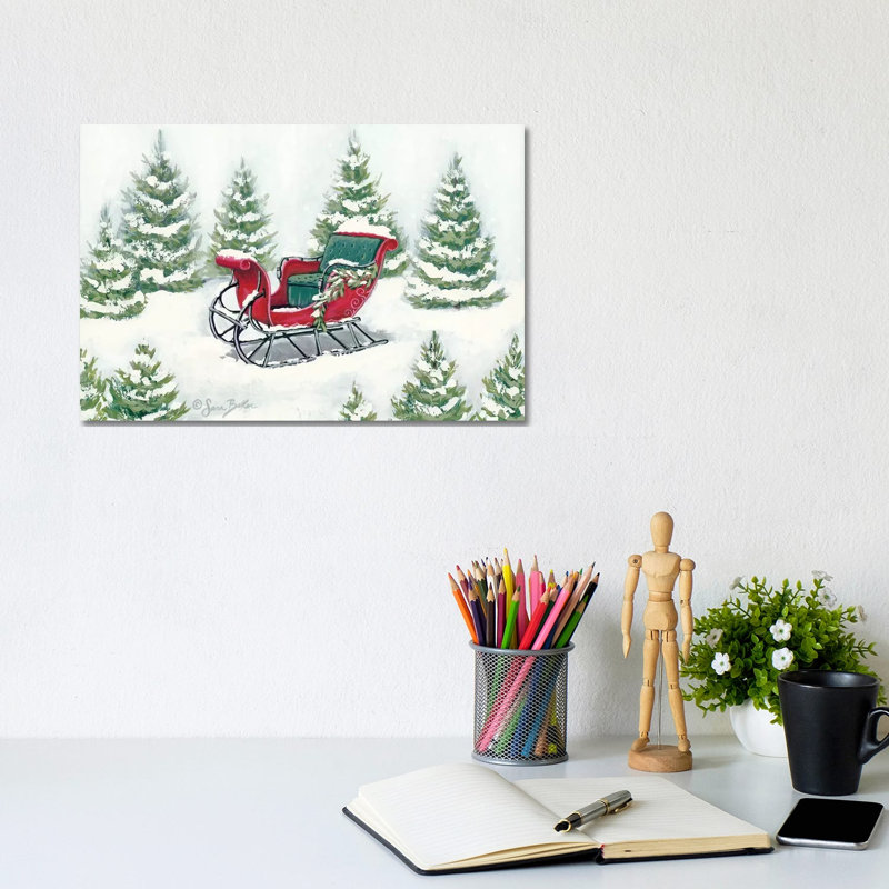 Tree Farm Sleigh by Sara Baker - Gallery-Wrapped Canvas Giclée on Canvas, 20.32 cm H x 30.48 cm W, Canvas