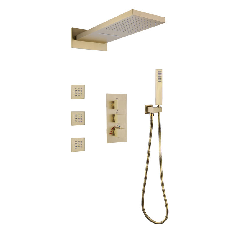 All-In-One Kit with Rough in-Valve, Brushed Gold