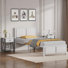 Ensemble de chambre à coucher pour lit simple 3 pièces Kempst, ensemble de lit plateforme et table de chevet en bois moderne, ensemble de mobilier de chambre à coucher industriel de style campagnard en blanc, aucun sommier nécessaire