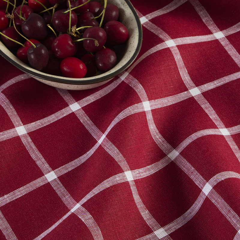 Windowpane - 100% Pure Linen Dinner Napkins, Red
