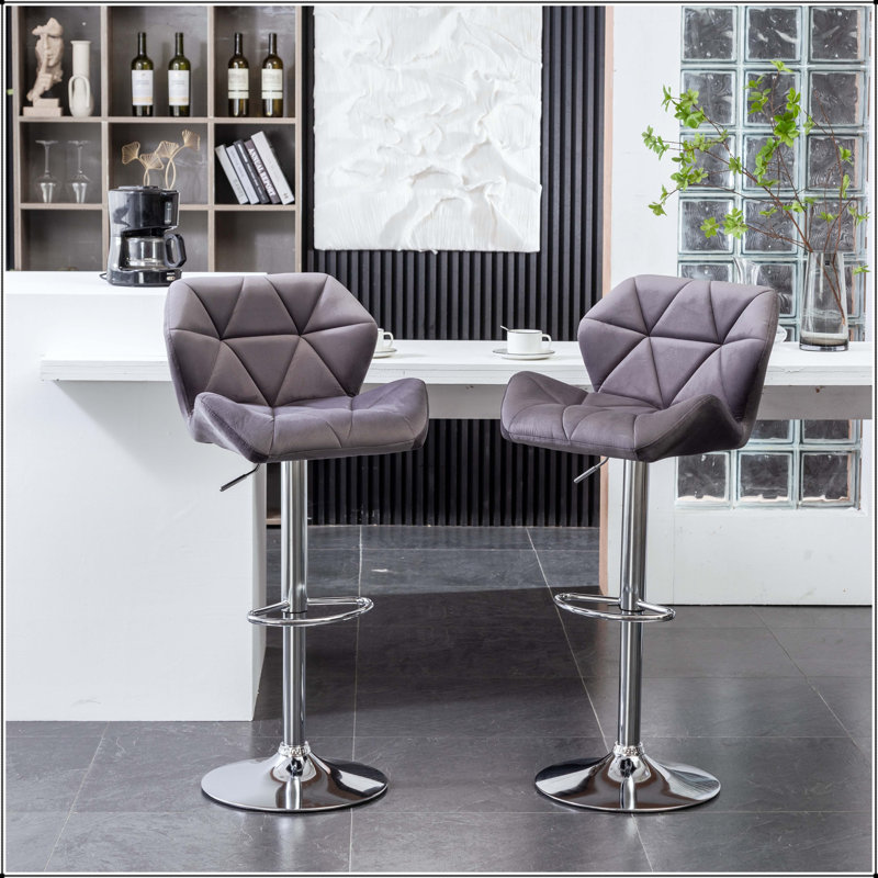 Tabouret de bar Breni Velvet Diamond, Gris
