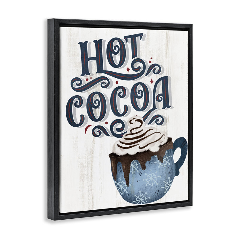 Cadre flottant Warm Rustic Hot Cocoa, design par Kim Allen, H 21 po x l 17 po, Cadre flottant noir de jais