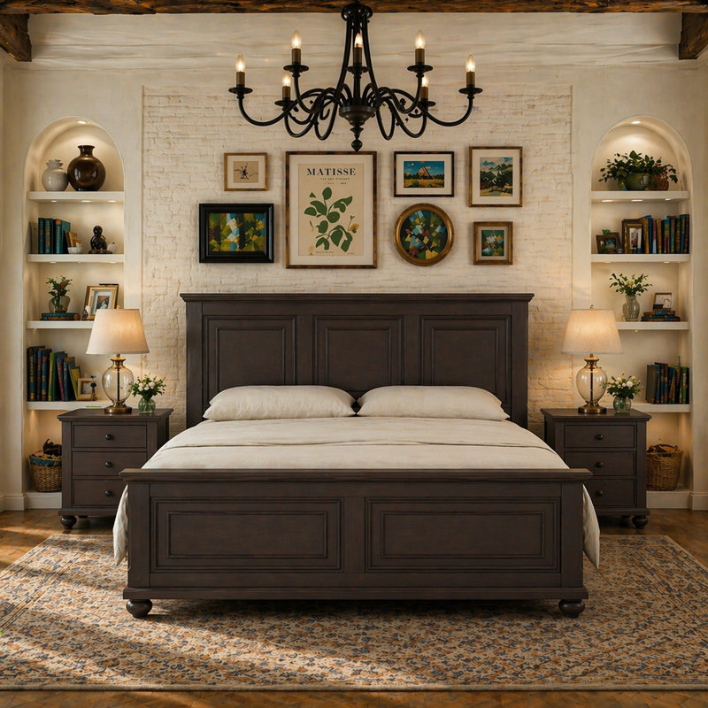 Demint Solid Wood Platform Bed, Queen, Brown