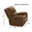 Fauteuil inclinable manuel de style transitionnel avec accoudoirs coussinés et finition moka