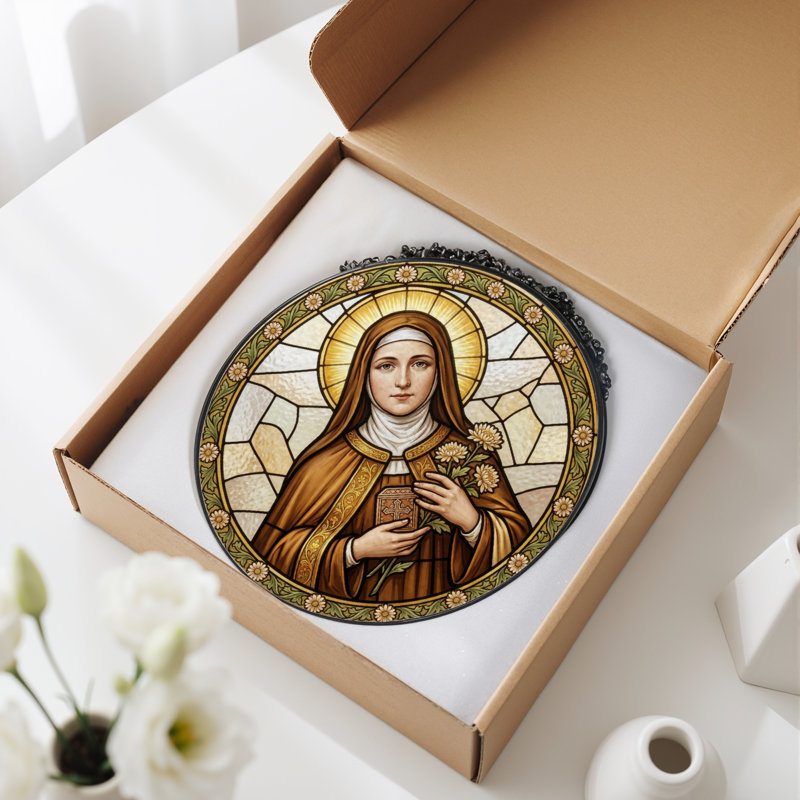 Vitrail Saint Portrait ， 7,8H, 7.8"H