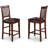 3 Piece Kitchen Counter Height Dining Table Set Contains a Square Pub Table and 2 Faux Leather Chairs, Mahogany