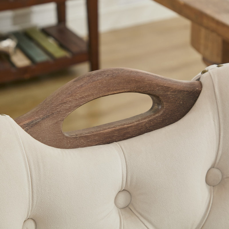 Chaise de salle à manger avec garniture touffetée à la main, Beige
