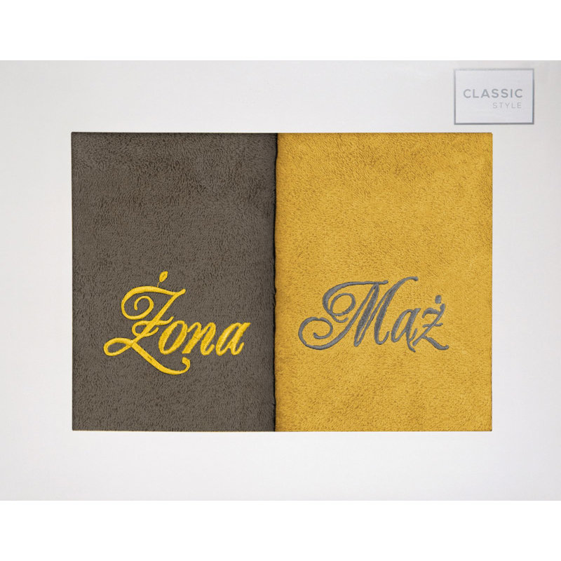 Adelys Midweight Jacquard Hand Towel, Dark Grey/Yellow