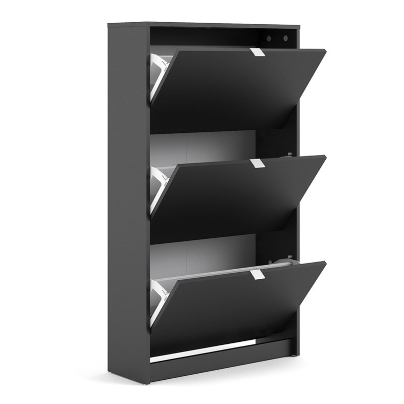 Shoes 9 Pair Shoe Storage Cabinet, Matte Black