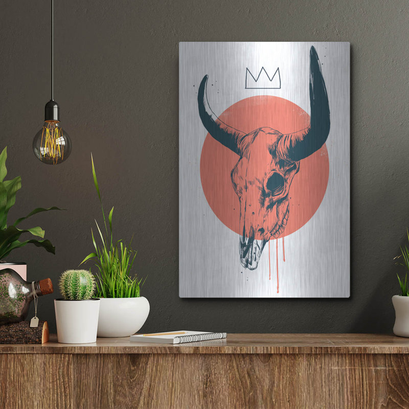  «Bull Skull» par Balazs Solti, art mural en métal, 12 po x 16 po, H 16 po x l 12 po