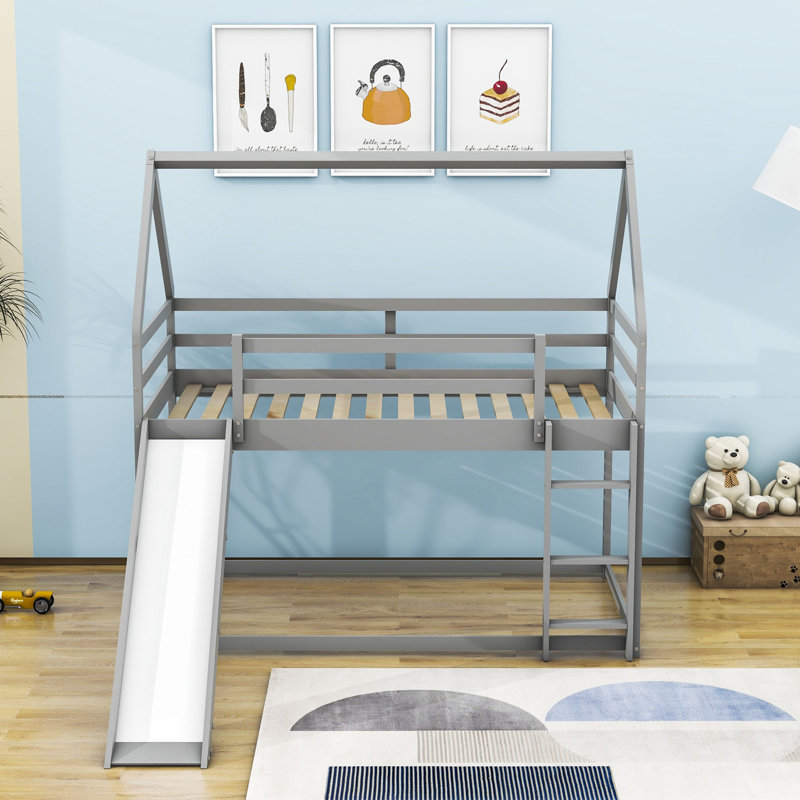 Pugsley Kids Twin Over Twin Bunk Bed, Gray