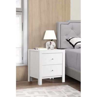 Table de chevet transitionnelle avec deux tiroirs
