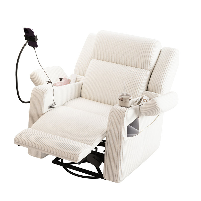 Fauteuil inclinable électrique avec chaleur et massage, Velours côtelé beige