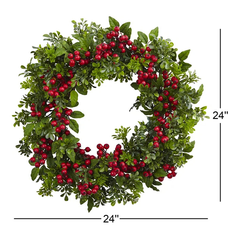 Couronne en polyester 24 po Berry Boxwood