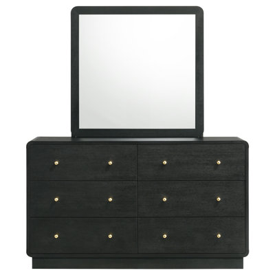 Commode 6 tiroirs et miroir noir