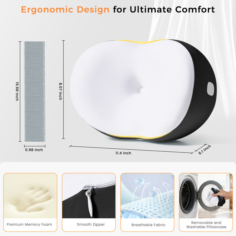 Owlprince Memory Foam Knee Pillow for Side Sleepers, Ergonomic Positioner Leg Pillow, Sciatica Pain Relief for Women Pregnant Seniors, Black