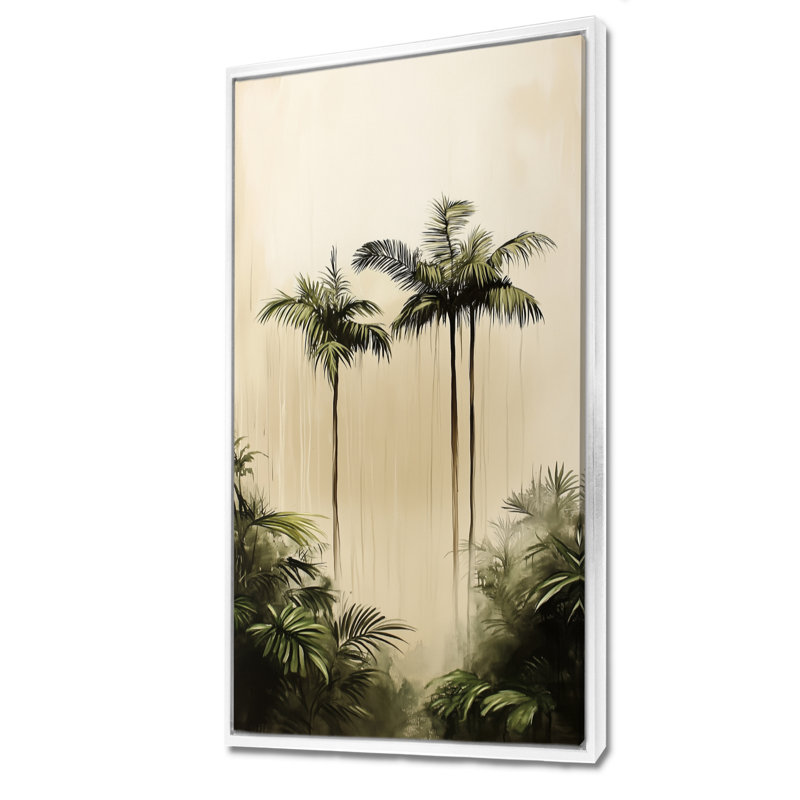 Palmier vert crème vert dans la forêt tropicale I - impression encadrée de palmier, décoration murale bord de mer