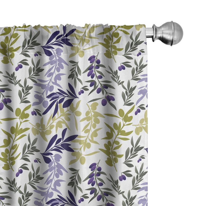 Leaves Floral Semi-Sheer Rod Pocket Sliding Panel, 28" x 95"