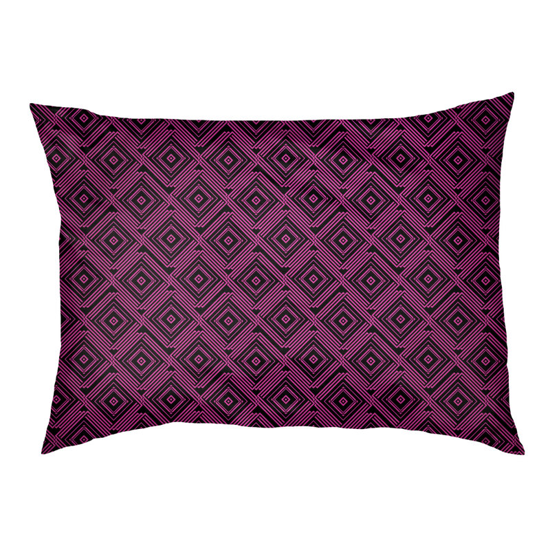 Coussin stylisé de labyrinthe carré Byrge, L 52 po x l 42 po, Noir / Rose