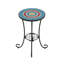 Table d'appoint de patio avec tablette, bleu + noir