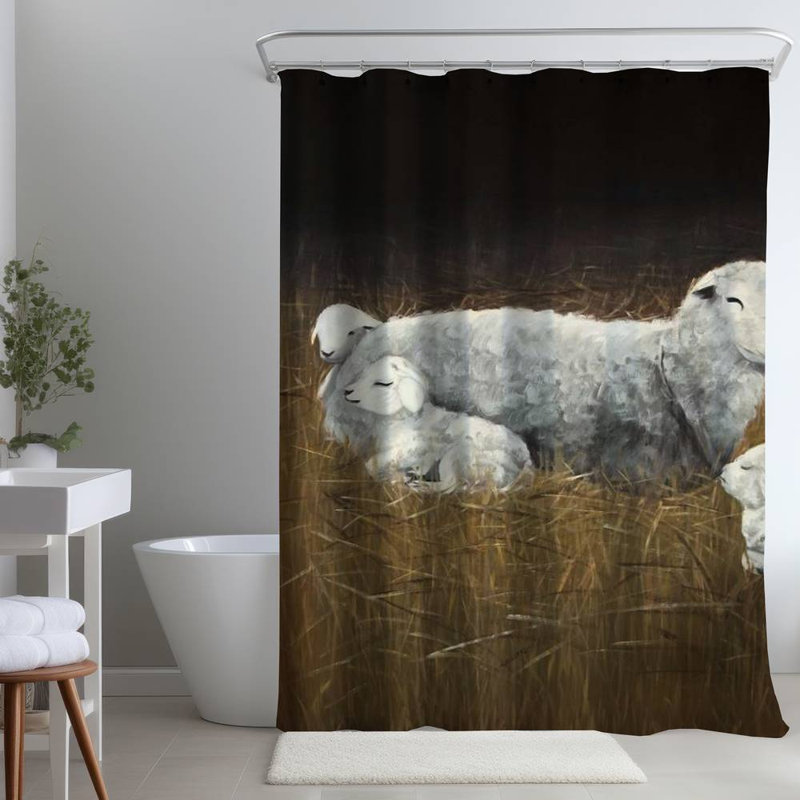 Shower Curtain AN509 – Polyester Shower Curtain, Dye Sublimation Print, 71" W × 74" L