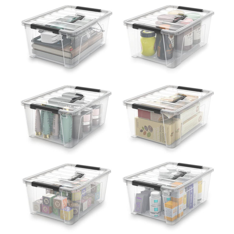 Clear Stackable Plastic Storage Bins with Lids, 5-Litre, 6-Pack