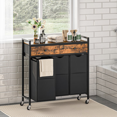 Manufactured Wood Laundry Cart with Wheels