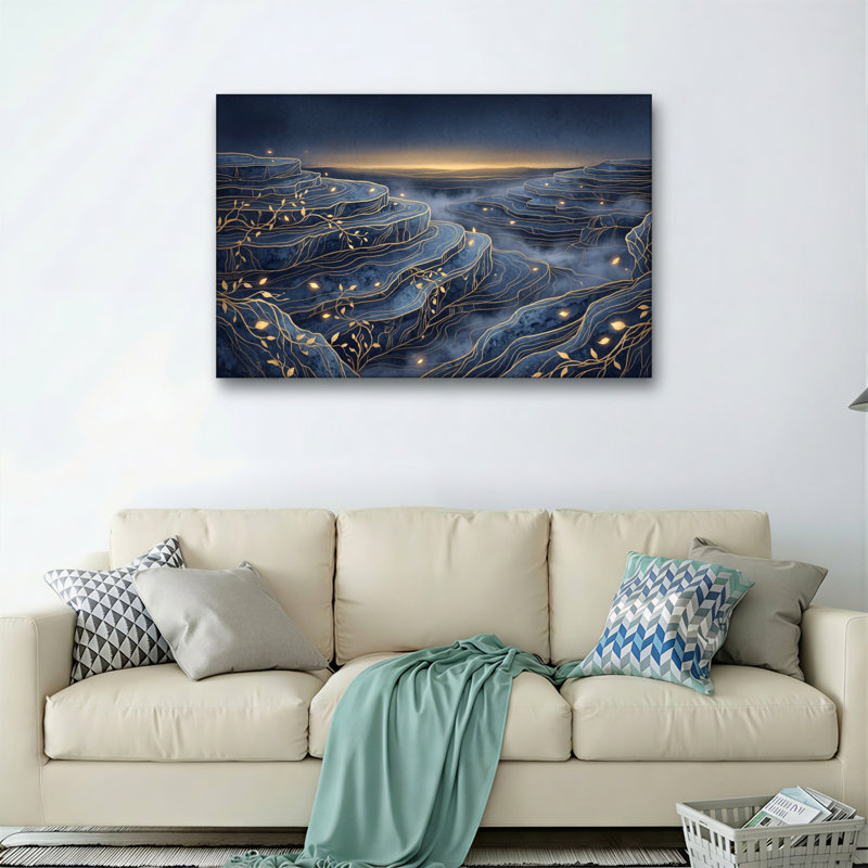 Ensemble de 1 tableau sur toile représentant un paysage doré, 32"H x 48"W, Wrapped Canvas