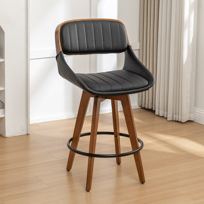 Tabourets de comptoir pivotants en similicuir, Tabouret de bar (siège d'une hauteur de 29,52 po), Noir