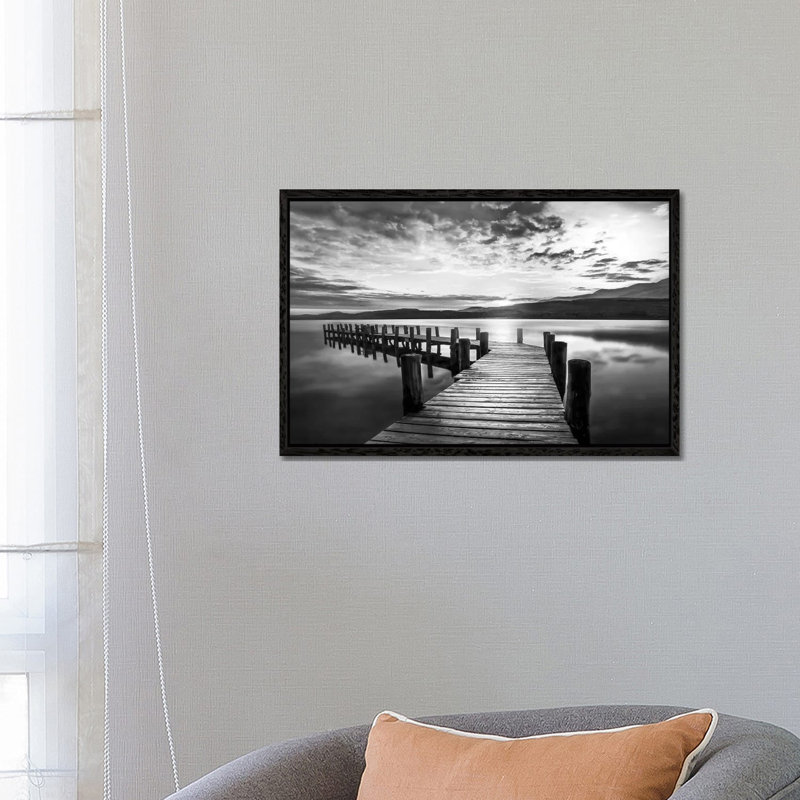 Evening Dock by Mike Calascibetta - Print on Canvas, Black Framed Canvas, 66.04 cm H x 45.72 cm W