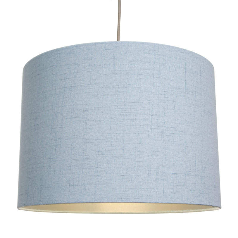 30cm Linen Drum Lamp Shade, Blue, 20cm H x 30cm W x 30cm D