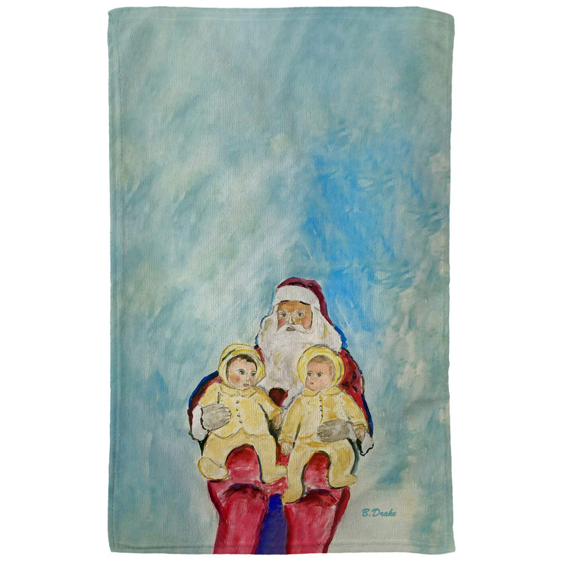 Serviette de cuisine Père Noël et jumeaux