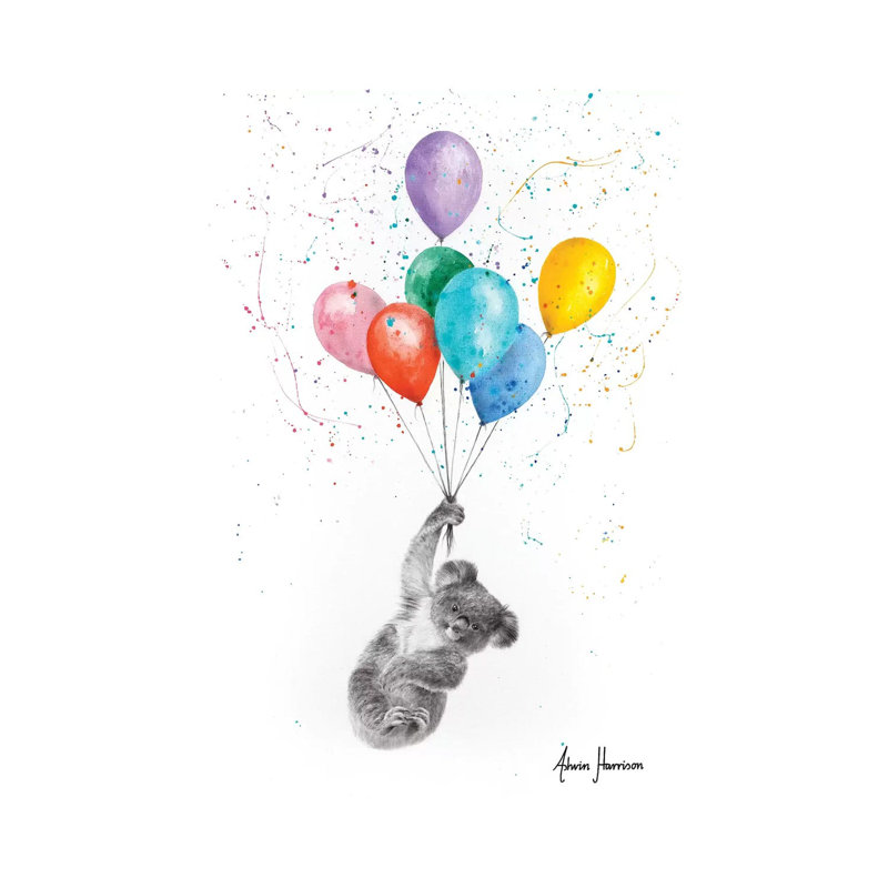 The Koala And The Balloons by Ashvin Harrison - Wrapped Canvas Print, 101.6 cm H x 66.04 cm W x 1.91 cm D