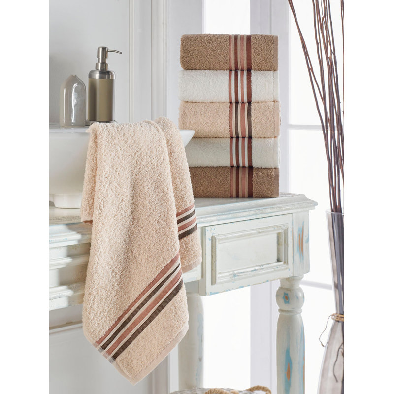 Sumayyah Lightweight Hand Towel, Brown/White/Beige