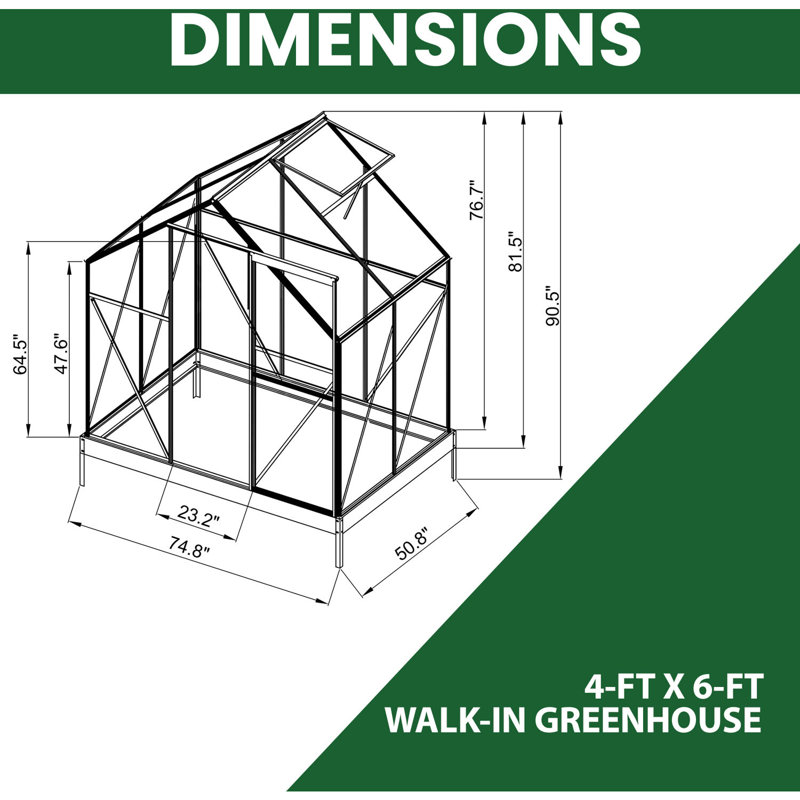 4-Ft x 6-Ft Clear Polycarbonate Walk-In Greenhouse with Aluminum Frame