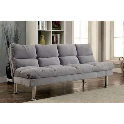 Contemporary Style Microfiber Futon In Gray With Finish Legs And Extra Support, Converts To Bed For Lazy Sundays, 67"l X 28"w 31"h Ideal Dorm Rooms, B