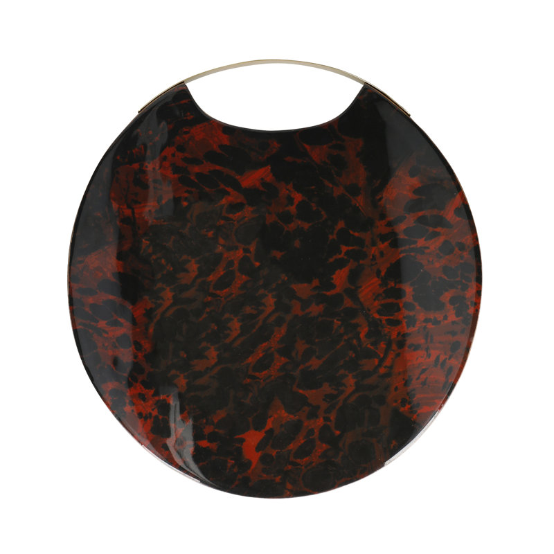 Artesà Mango Wood Round Serving Platter with Tortoiseshell Resin Finish