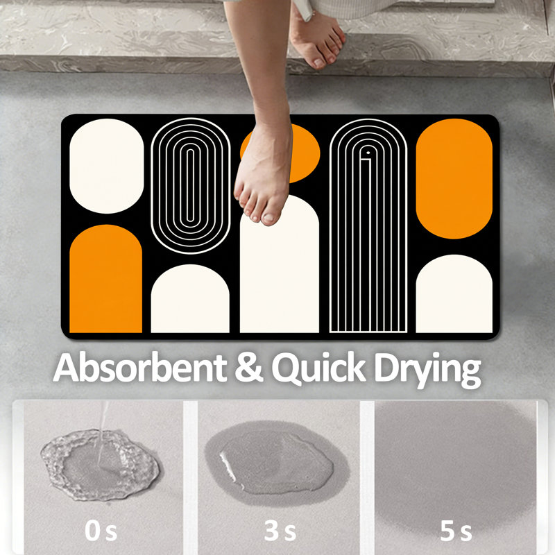 Thin Non Slip Bath Mats Machine Washable, Single - 24" L x 16" W
