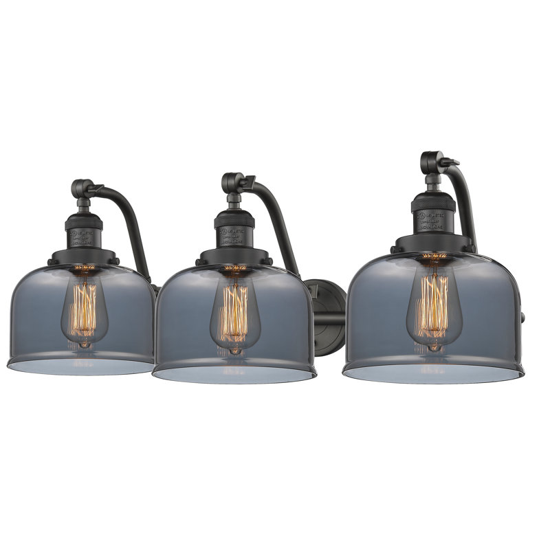 Éclairage pour salle de bain 3 lumières Plumlee, Plaqué couleur fumée, Chrome poli, Ampoule non incluse