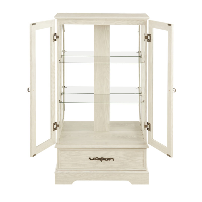 Vitrine lumineuse en verre exquise avec rangement polyvalent, Blanc