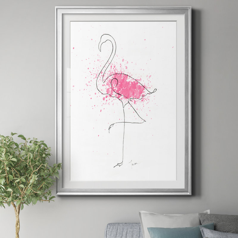 Flamingo Splash II - reproduction de photo encadrée sur papier, H 30,5 po x l 42,5 po x P 1,5 po, Argent