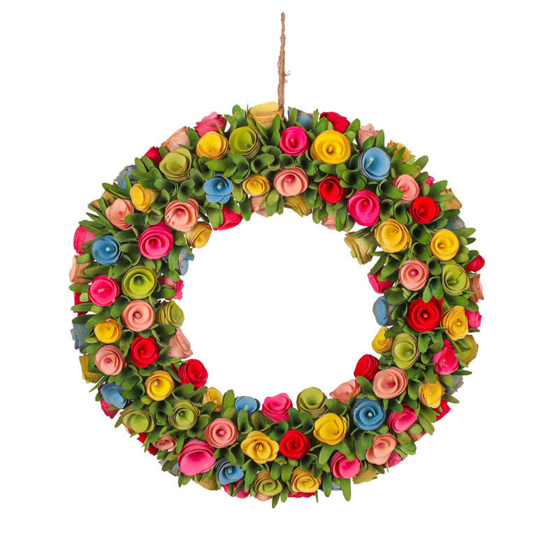 Couronne de fleurs aux couleurs vives 18 po The Holiday Aisle®