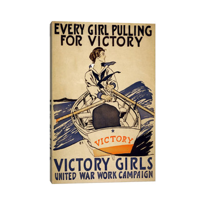 Every Girl Pulling For Victory (Victory Girls) Advertising Vintage Poster - Wrapped Canvas Print