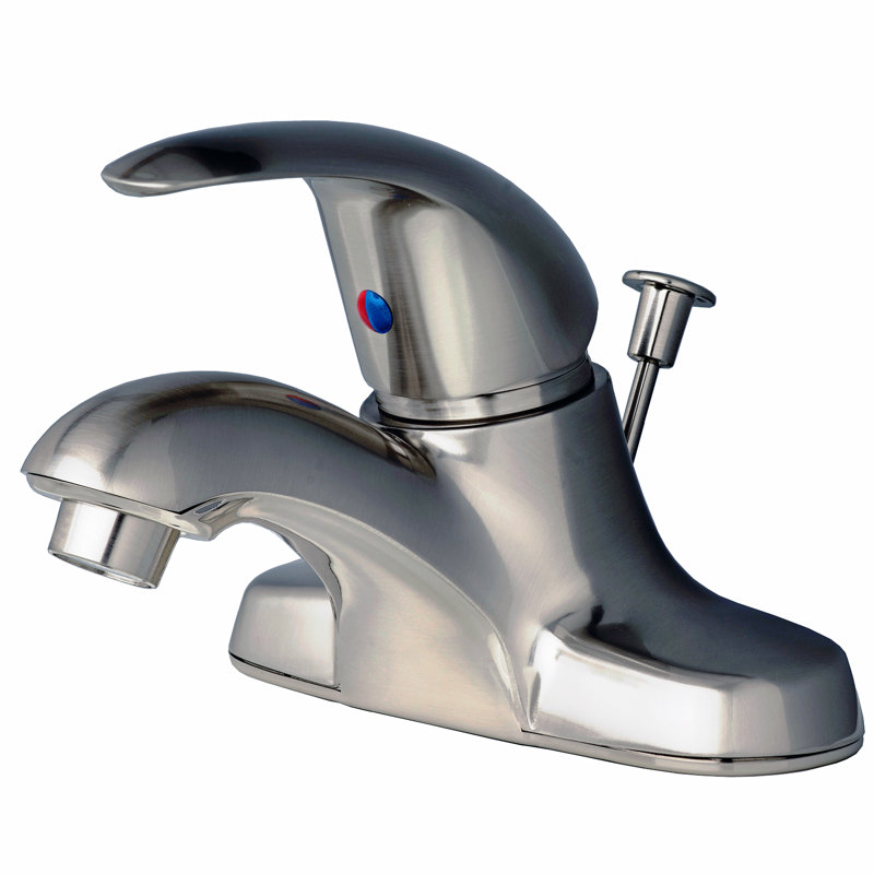 Single Handle Centerset Bathroom Faucet with Drain Assembly, Brushed nickel